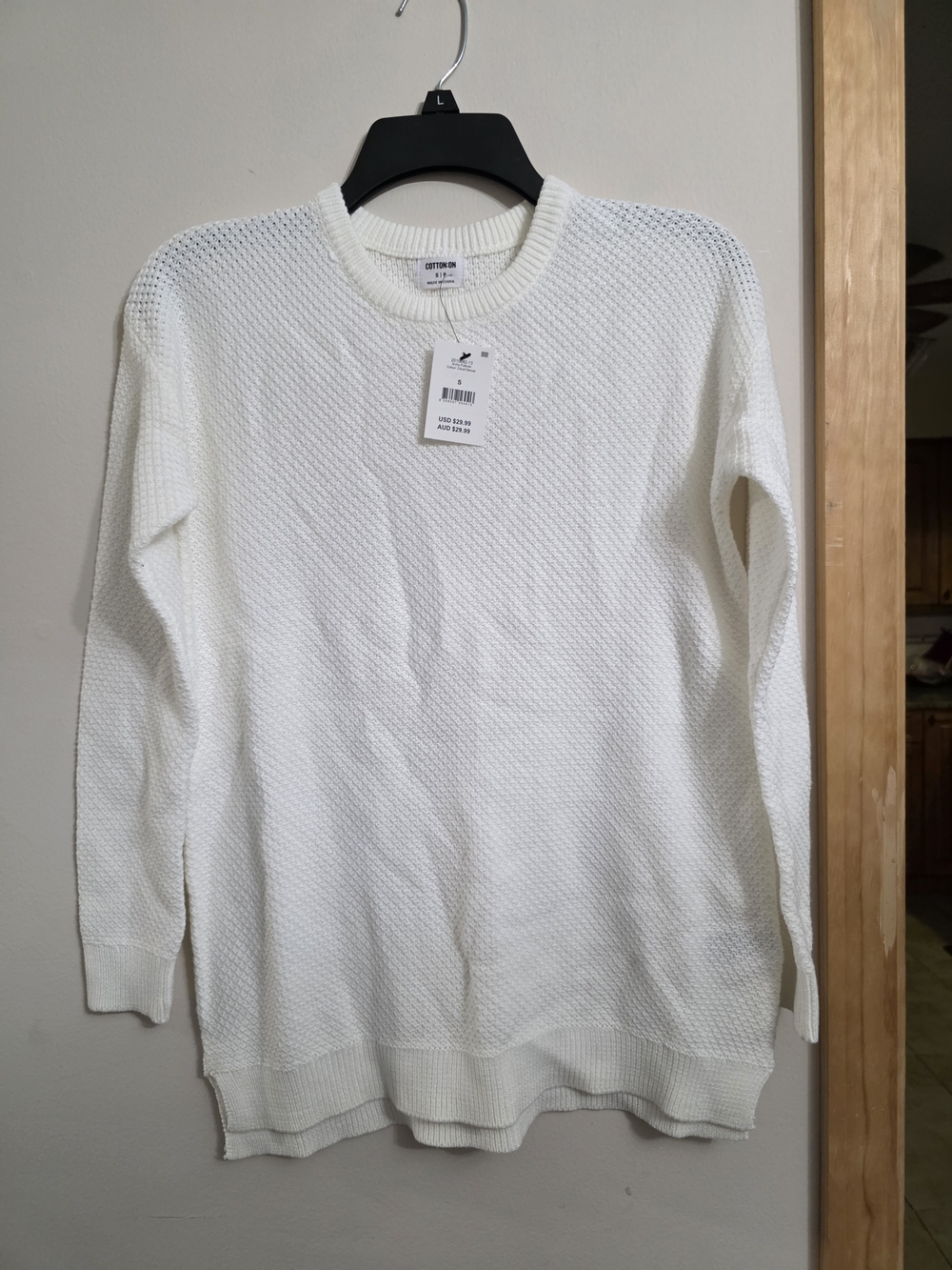 Cotton On Women’s White Textured Crewneck Sweater